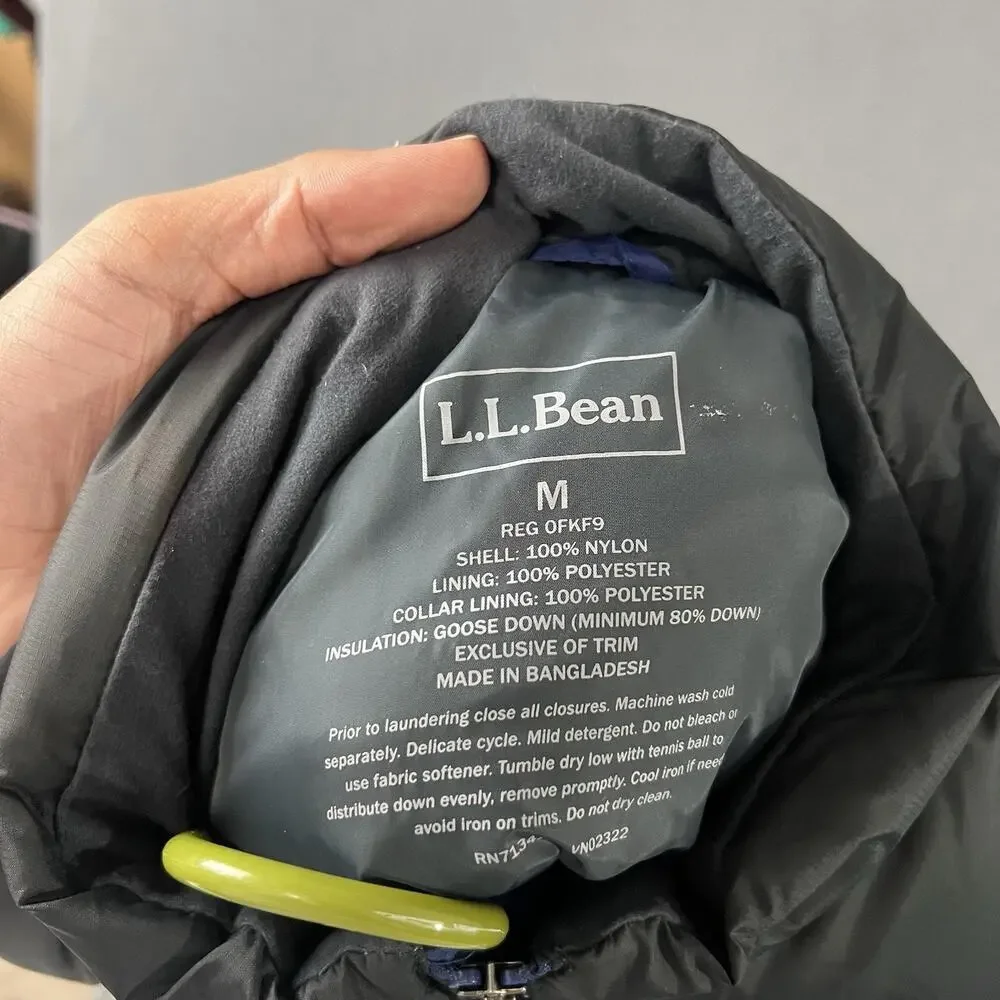 LL Bean Vest Mens Size Medium Blue Goose Down Insualted Puffer Outdoors